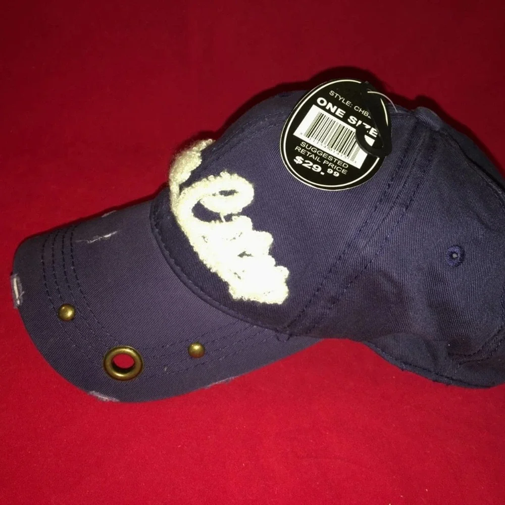 NEW~ Navy Blue Distressed  Ocean City Ball Cap Hat Unisex
